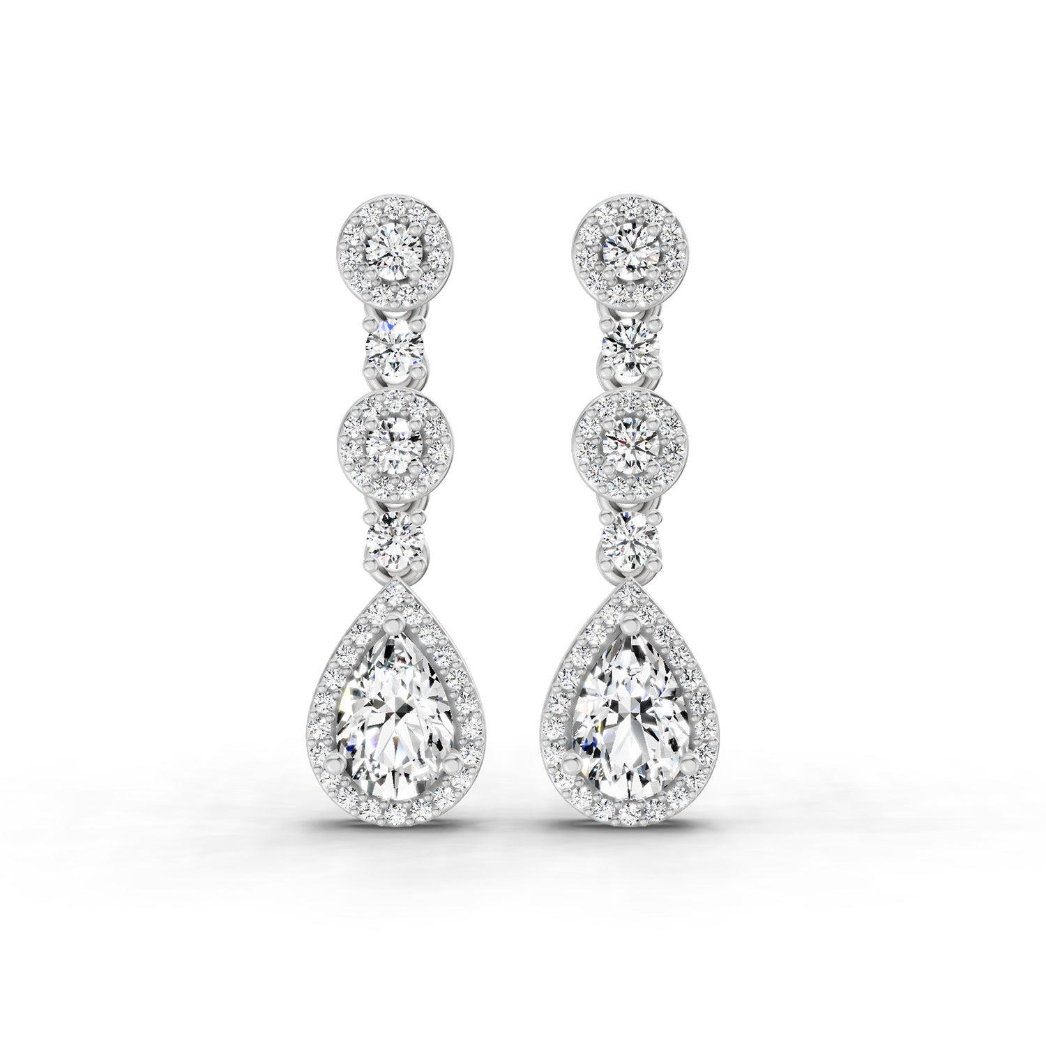 1.67 Ct Pear Shape Dangle Diamond Earrings | 14K Rose Gold