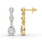 1.67 Ct Pear Shape Dangle Diamond Earrings | 14K Rose Gold