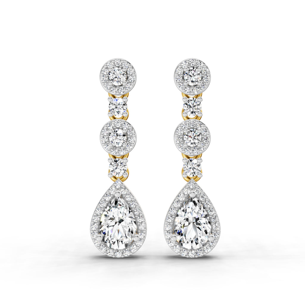 1.67 Ct Pear Shape Dangle Diamond Earrings | 14K Rose Gold