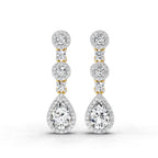 1.67 Ct Pear Shape Dangle Diamond Earrings | 14K Rose Gold