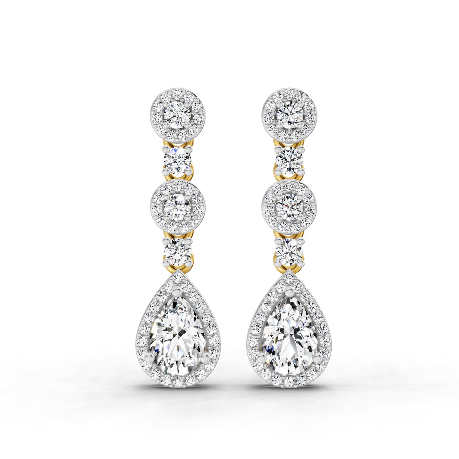 1.67 Ct Pear Shape Dangle Diamond Earrings | 14K Rose Gold