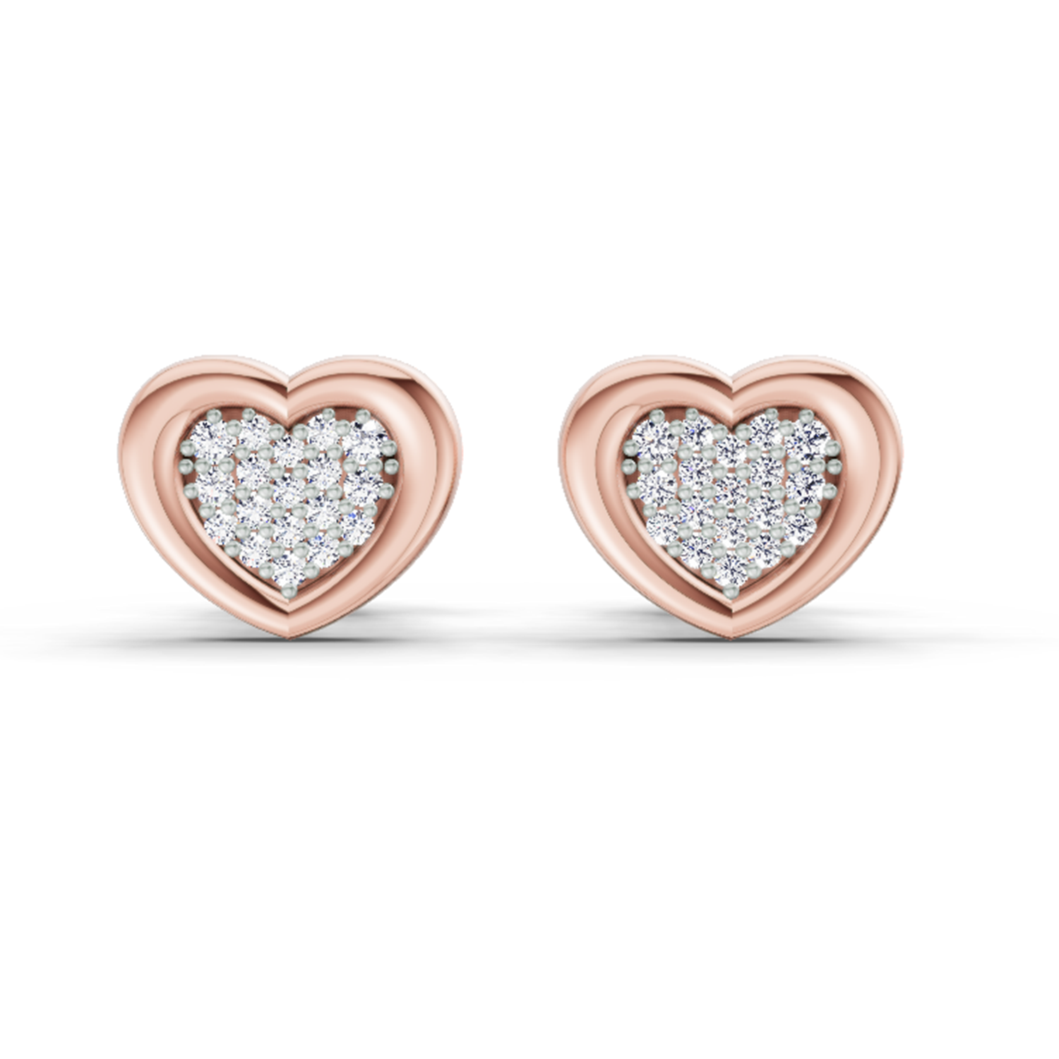0.08 Ct Heart Shape Earrings | 14Kt Yellow Gold  Diamonds| FG VS Quality