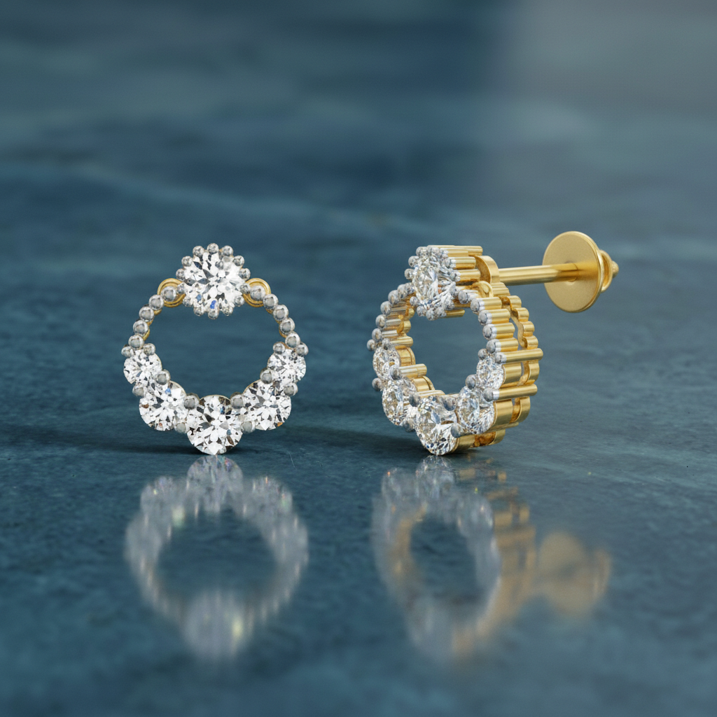 0.69 Ct Round Shape Diamond Stud Earrings | 14K Rose Gold