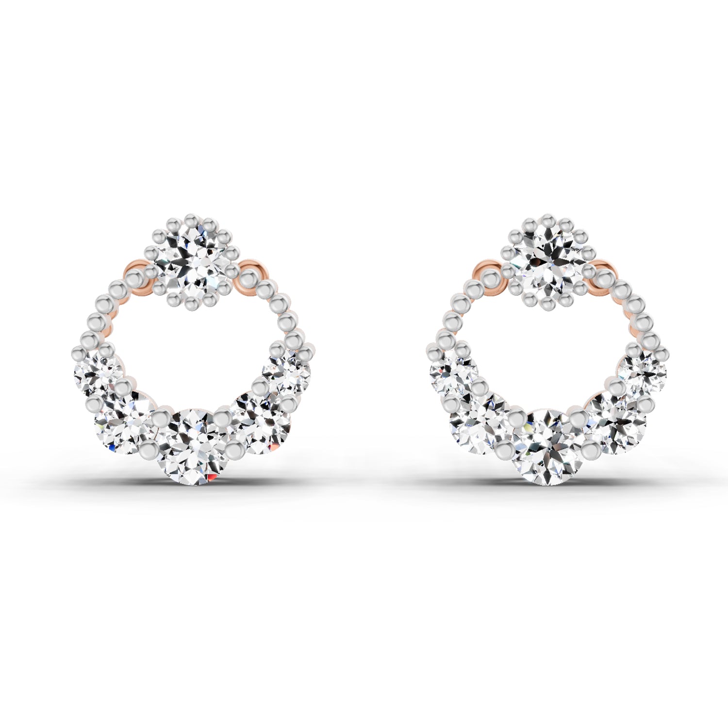 0.69 Ct Round Shape Diamond Stud Earrings | 14K Rose Gold