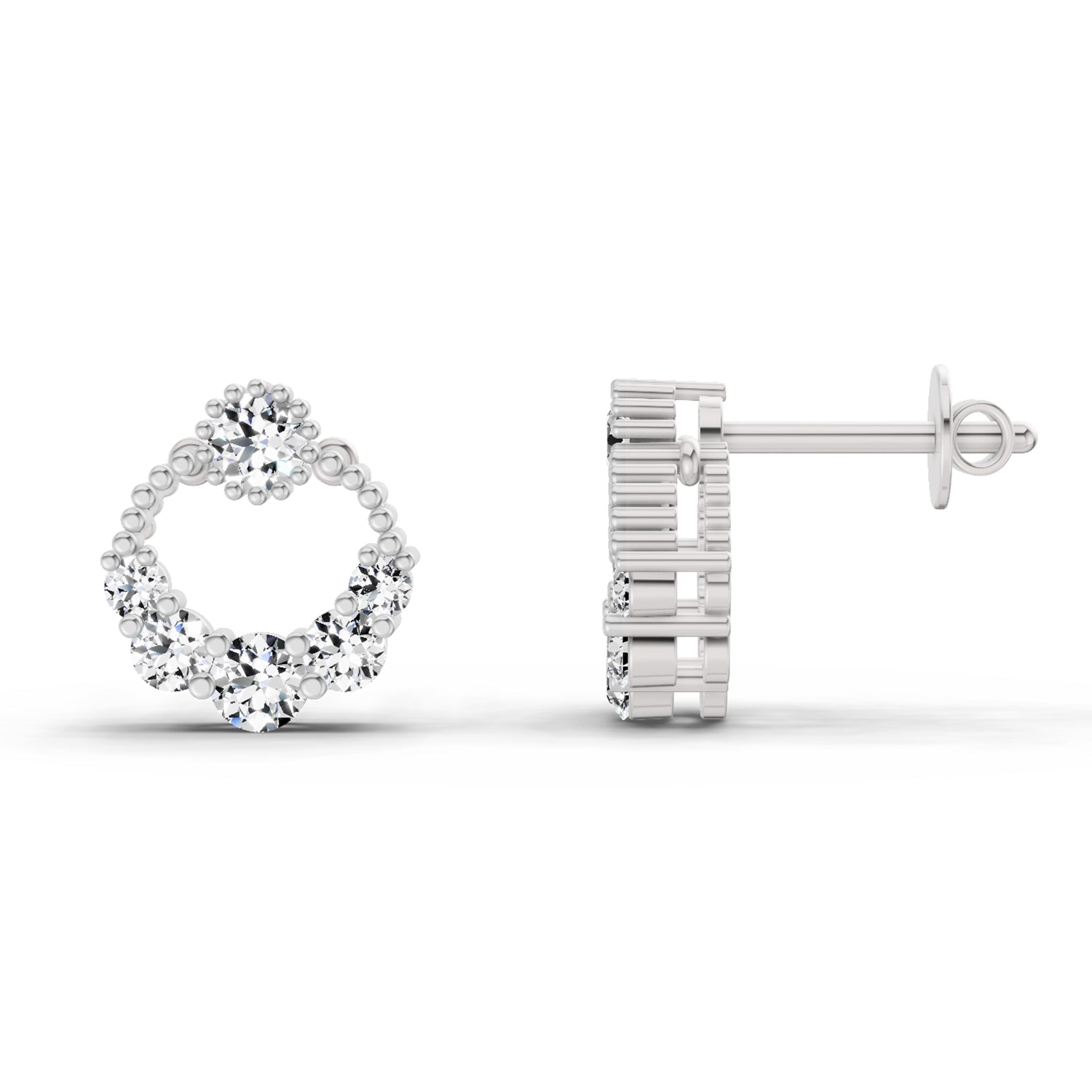 0.69 Ct Round Shape Diamond Stud Earrings | 14K Rose Gold