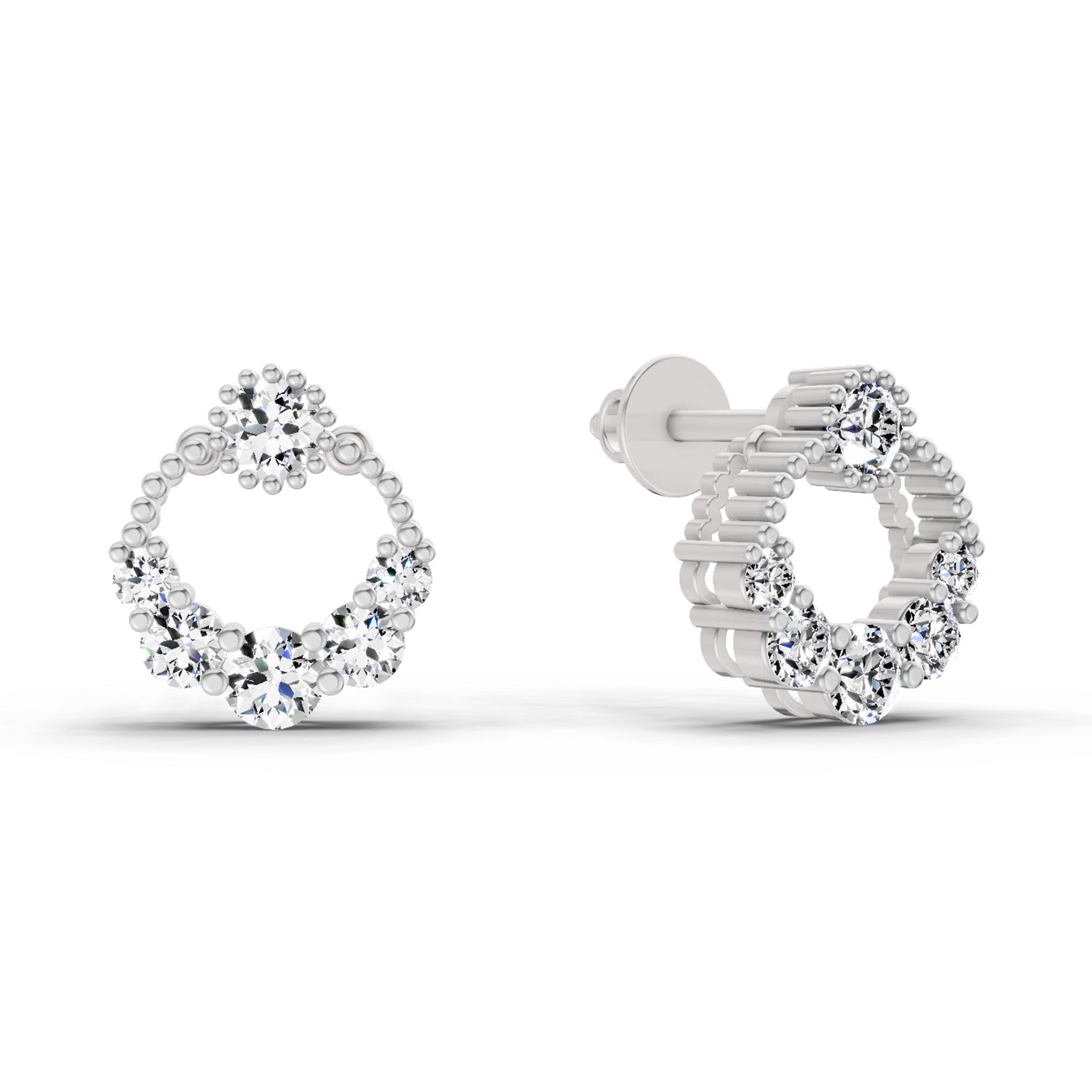 0.69 Ct Round Shape Diamond Stud Earrings | 14K Rose Gold