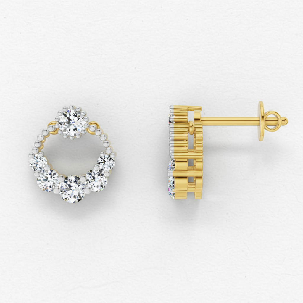 0.69 Ct Round Shape Diamond Stud Earrings | 14K Rose Gold