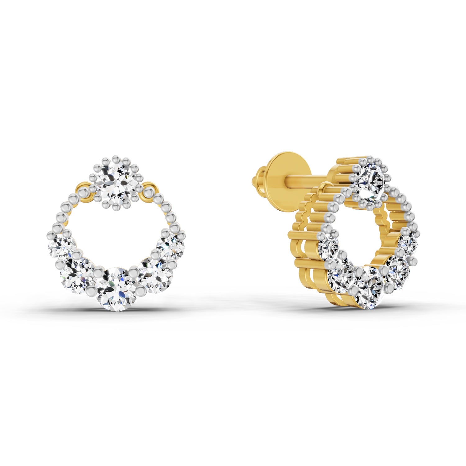 0.69 Ct Round Shape Diamond Stud Earrings | 14K Rose Gold