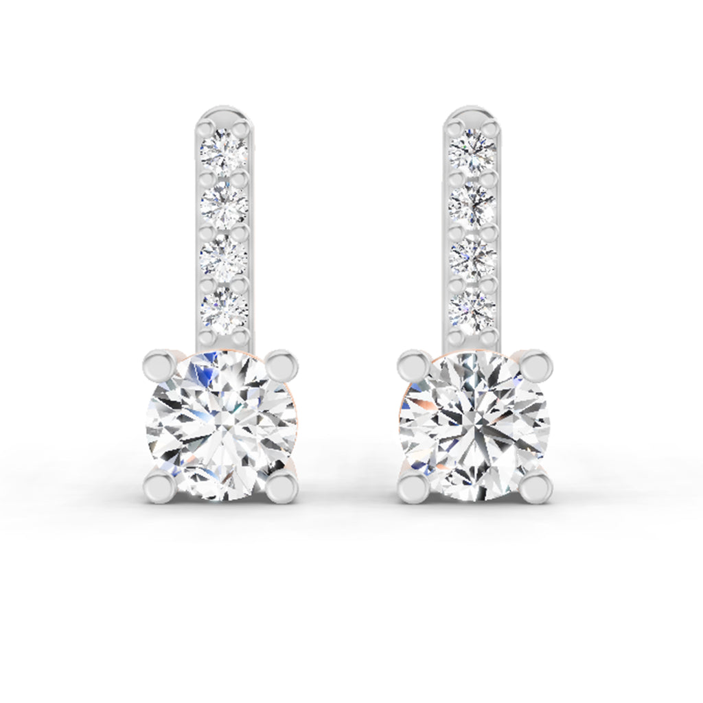 0.75 Ct Round Bar Drop Earrings |14K Rose Gold