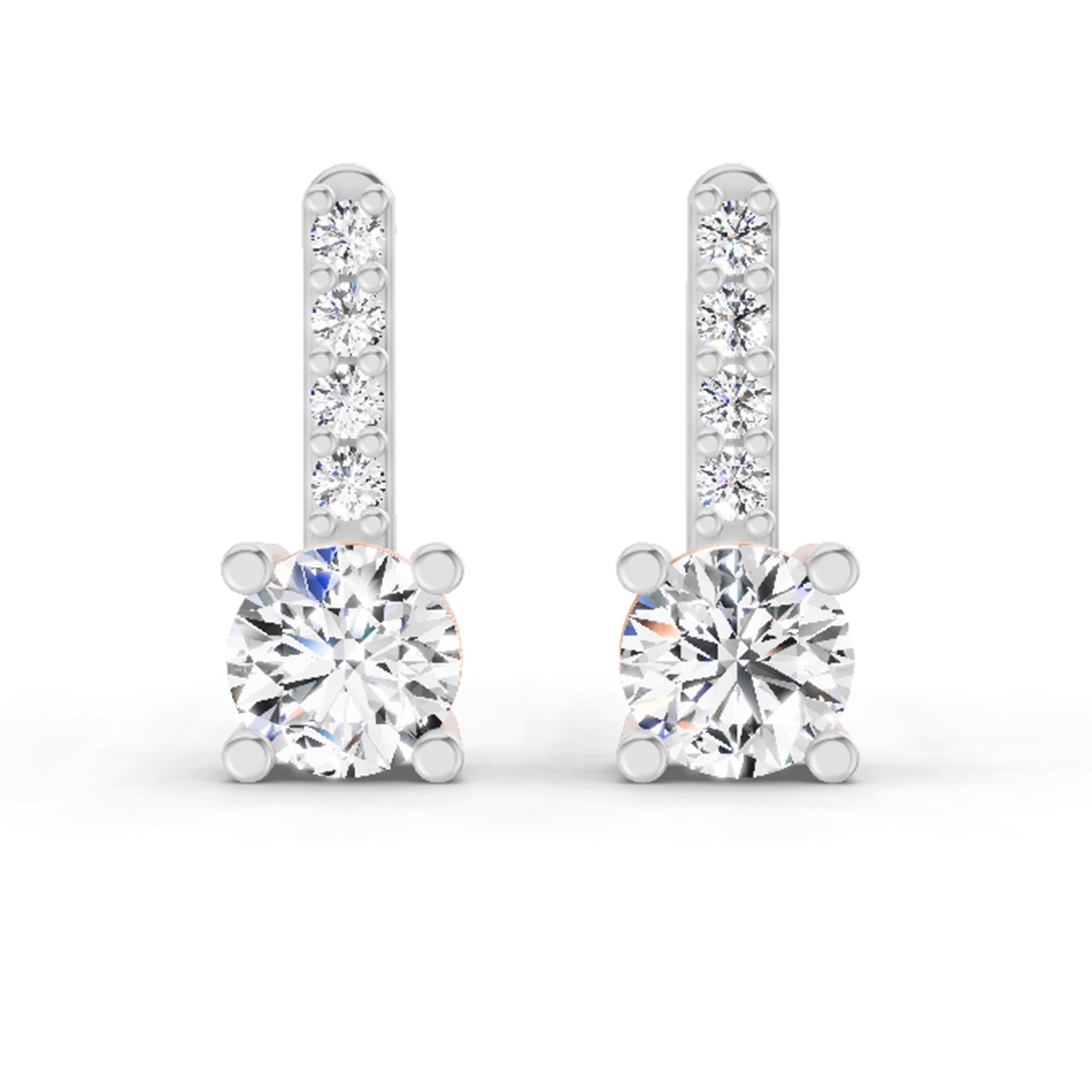 0.75 Ct Round Bar Drop Earrings |14K Rose Gold