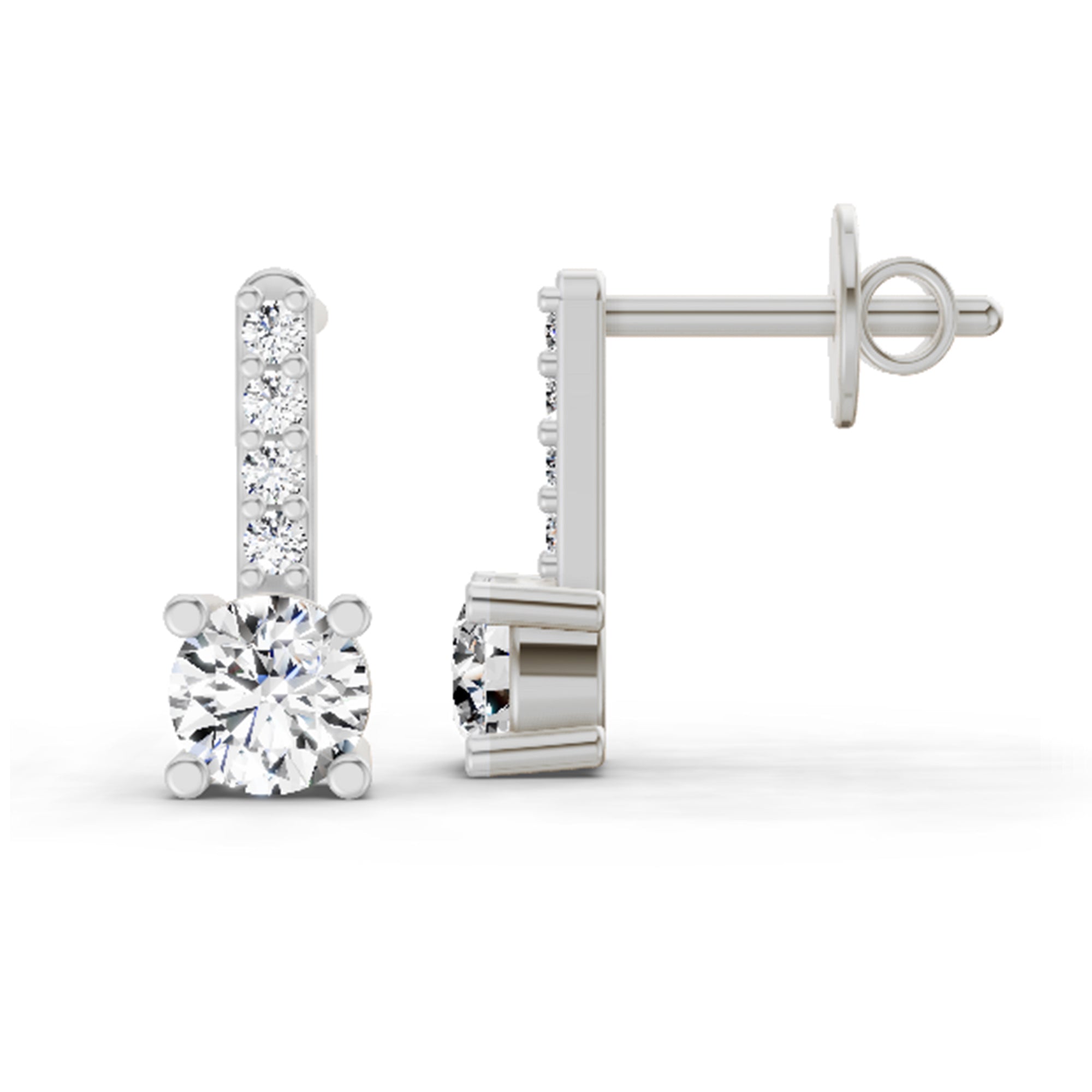 0.75 Ct Round Bar Drop Earrings |14K Rose Gold
