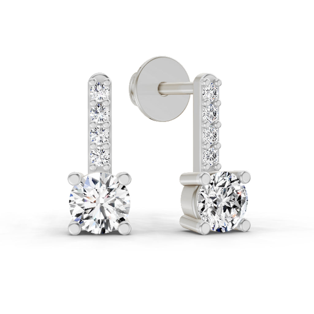 0.75 Ct Round Bar Drop Earrings |14K Rose Gold