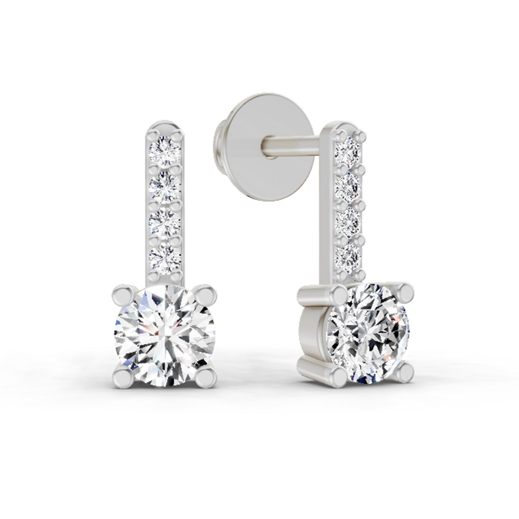 0.75 Ct Round Bar Drop Earrings |14K Rose Gold