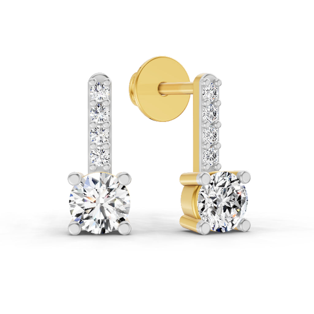 0.75 Ct Round Bar Drop Earrings |14K Rose Gold