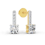 0.75 Ct Round Bar Drop Earrings |14K Rose Gold