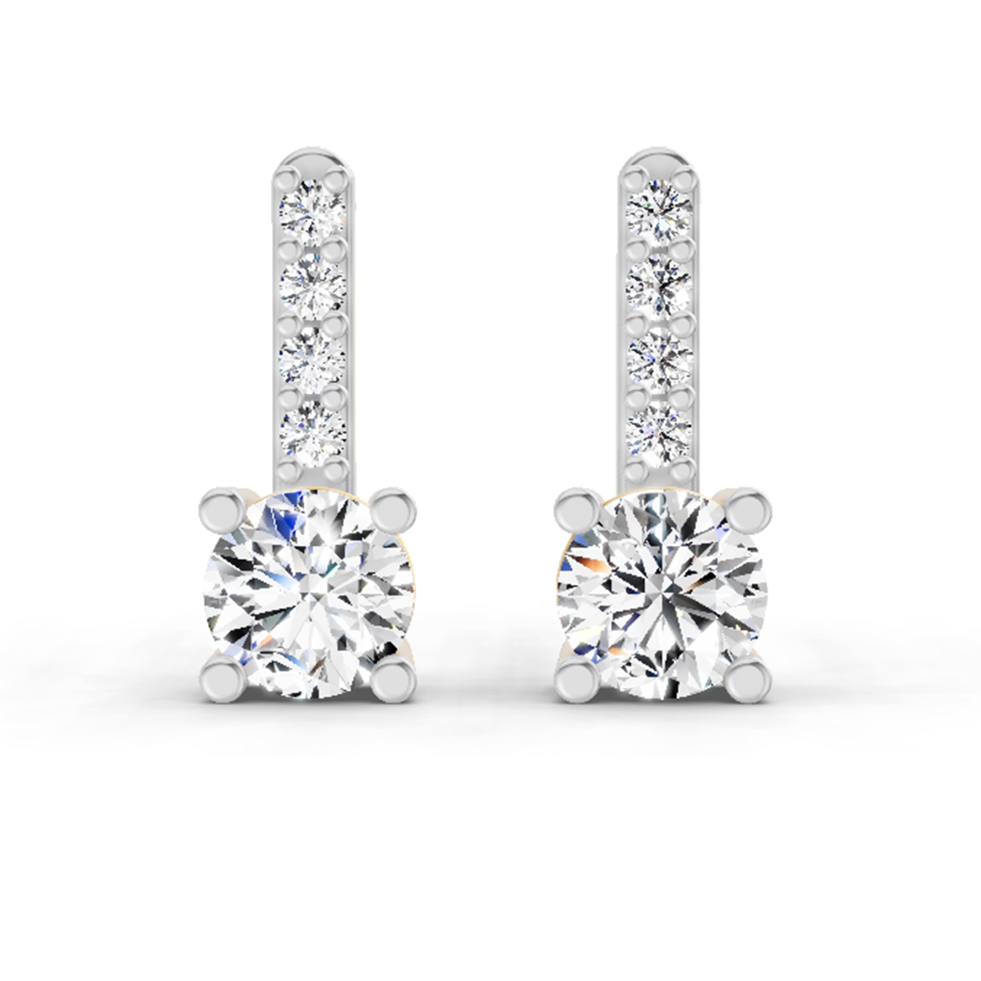 0.75 Ct Round Bar Drop Earrings |14K Rose Gold