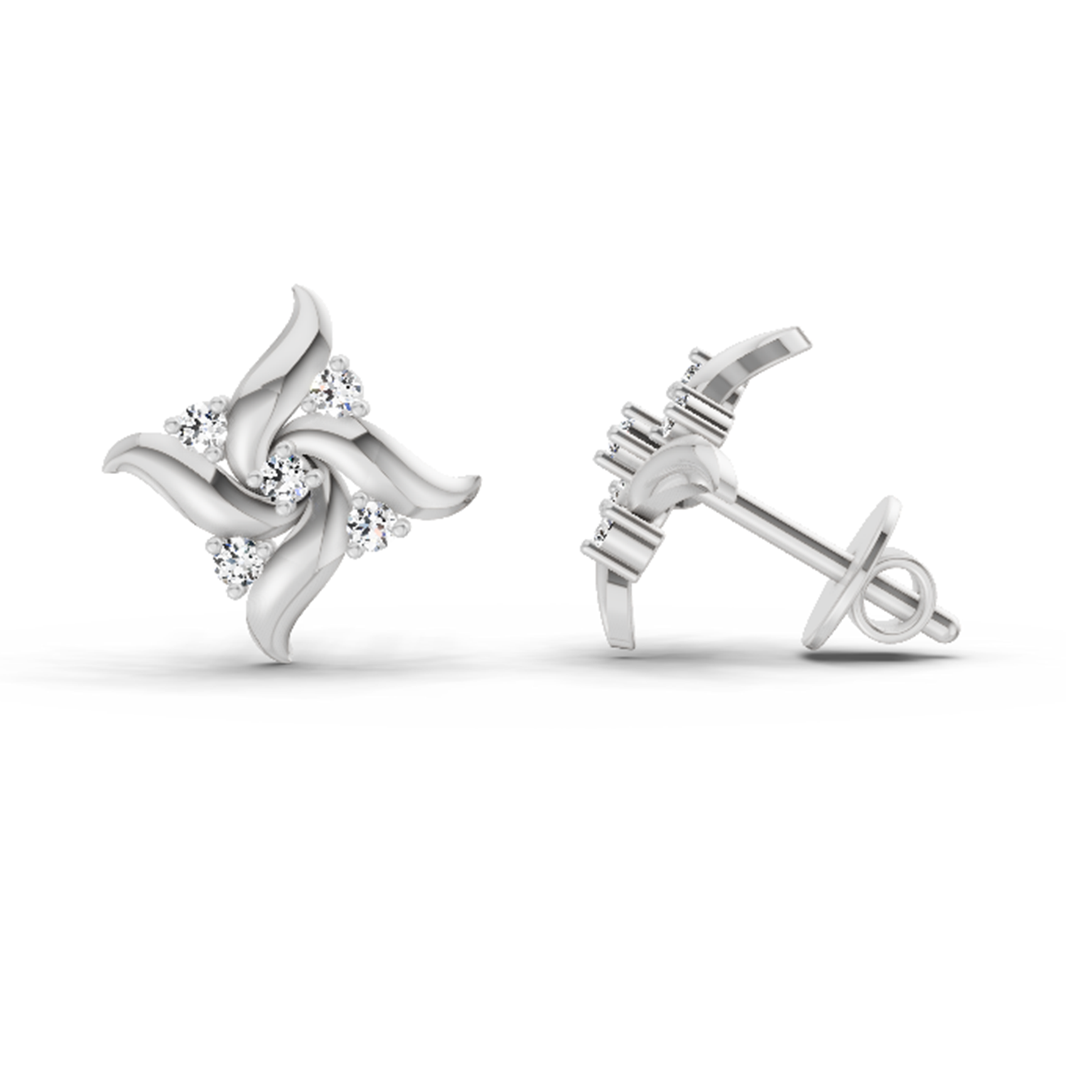 0.1 Ct Floral Stud Earrings | 14K Yellow Gold  FG VS Quality Diamonds