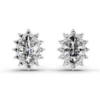 0.98 Ct Oval Shape Halo Diamond Earrings | 14K Rose Gold