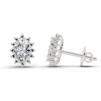 0.98 Ct Oval Shape Halo Diamond Earrings | 14K Rose Gold