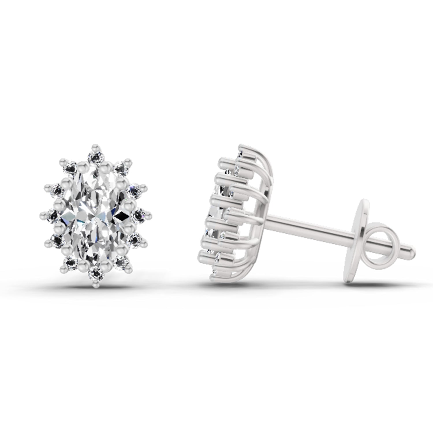 0.98 Ct Oval Shape Halo Diamond Earrings | 14K Rose Gold