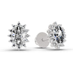 0.98 Ct Oval Shape Halo Diamond Earrings | 14K Rose Gold
