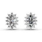 0.98 Ct Oval Shape Halo Diamond Earrings | 14K Rose Gold