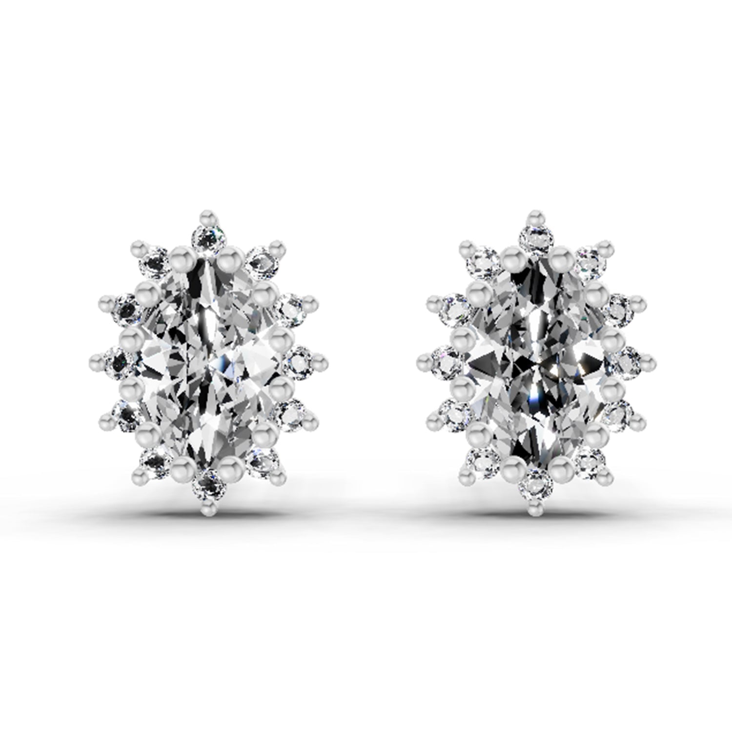 0.98 Ct Oval Shape Halo Diamond Earrings | 14K Rose Gold