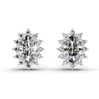 0.98 Ct Oval Shape Halo Diamond Earrings | 14K Rose Gold