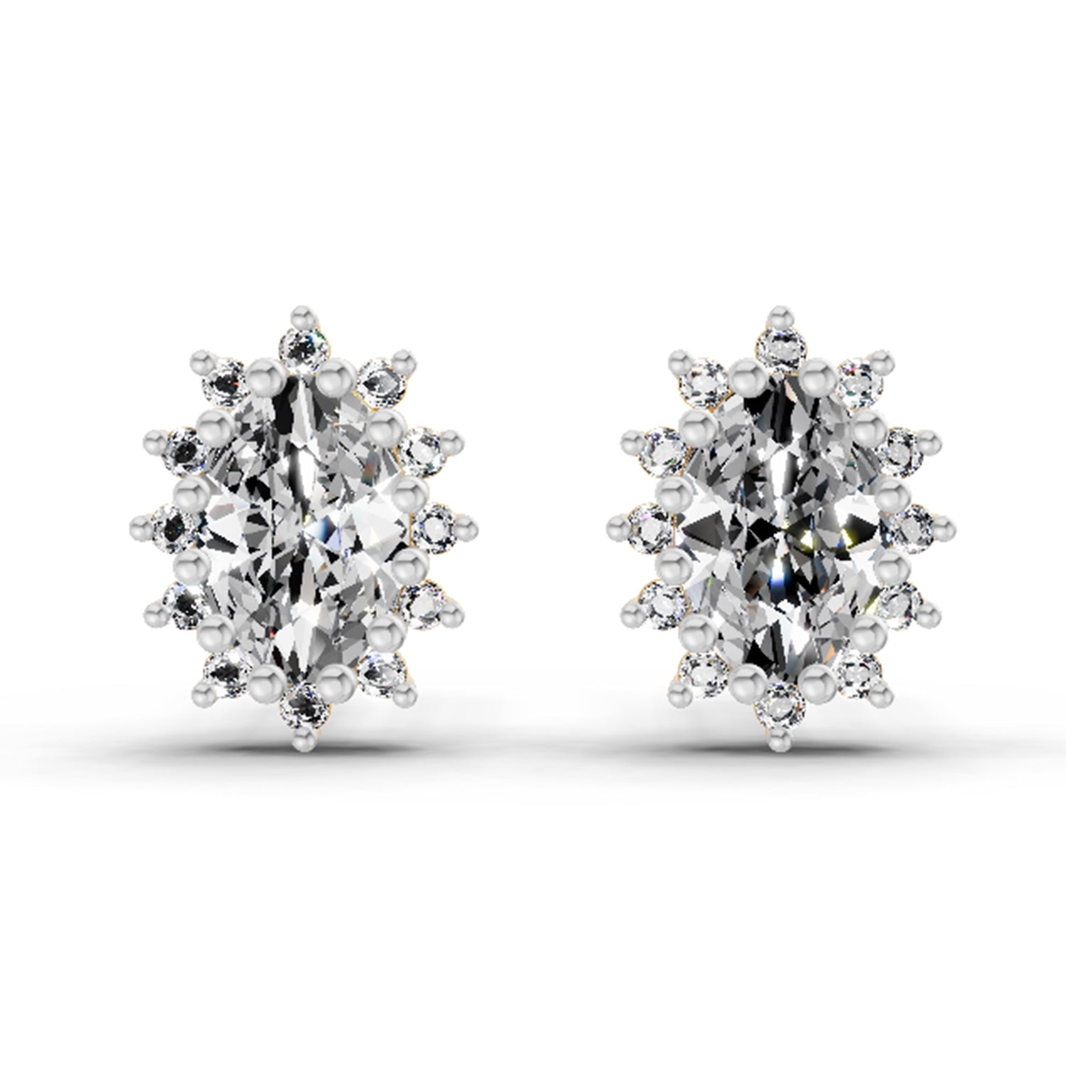 0.98 Ct Oval Shape Halo Diamond Earrings | 14K Rose Gold
