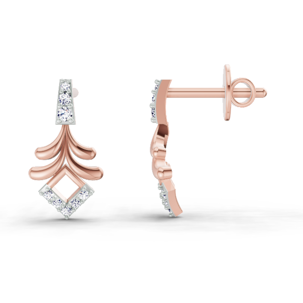 0.10 CtRound Shape Earrings | 14K Yellow Gold  FG VS Quality Diamonds