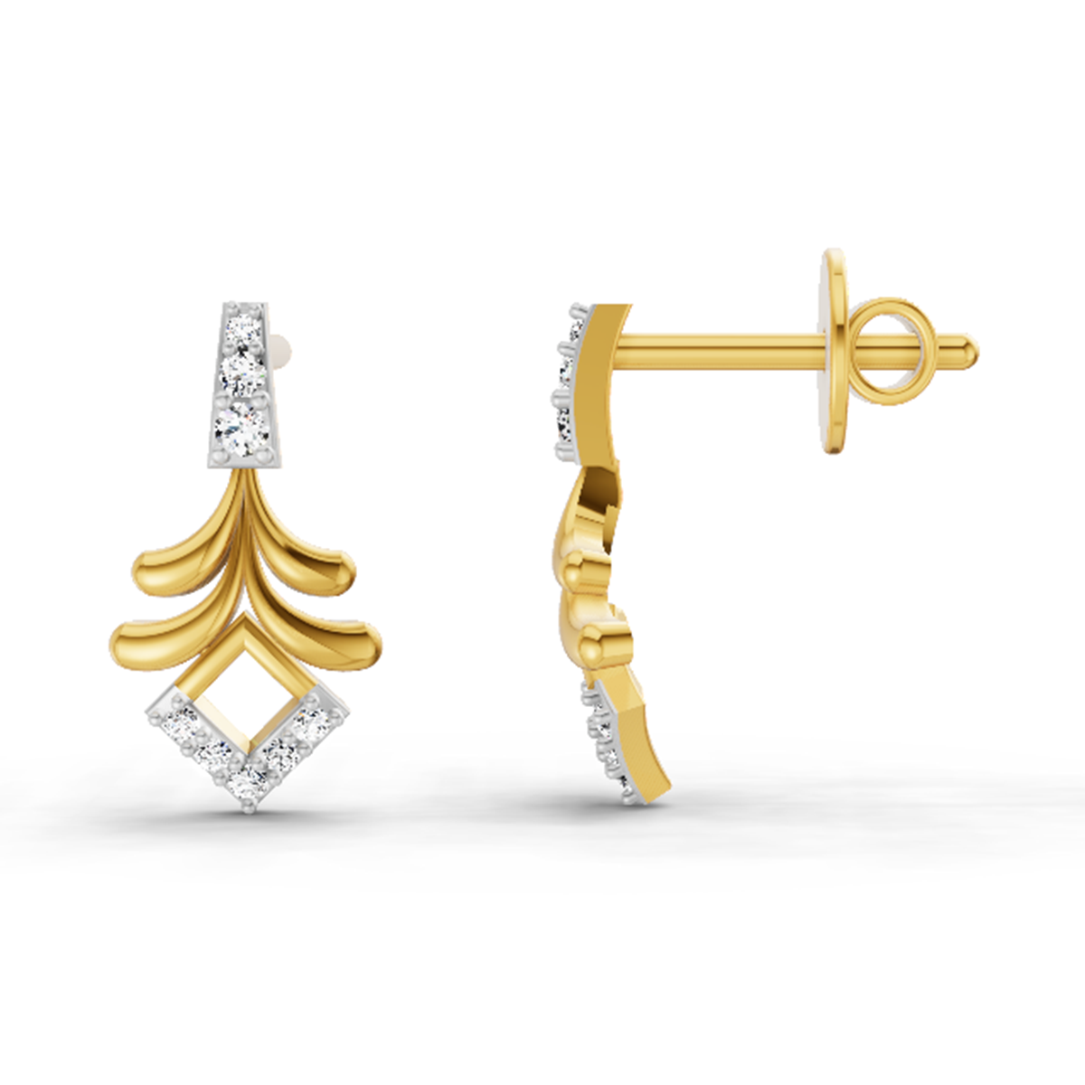 0.10 CtRound Shape Earrings | 14K Yellow Gold  FG VS Quality Diamonds