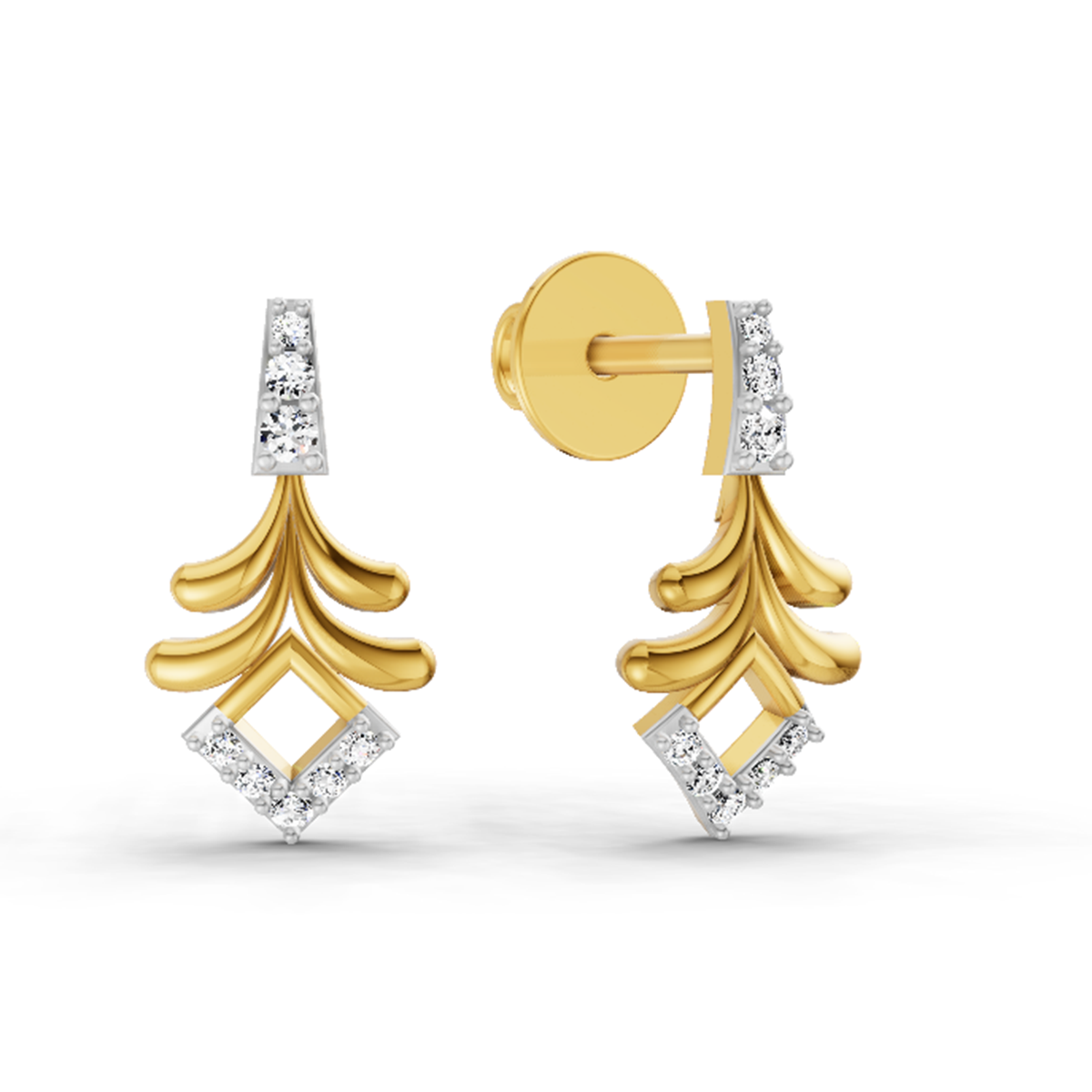 0.10 CtRound Shape Earrings | 14K Yellow Gold  FG VS Quality Diamonds