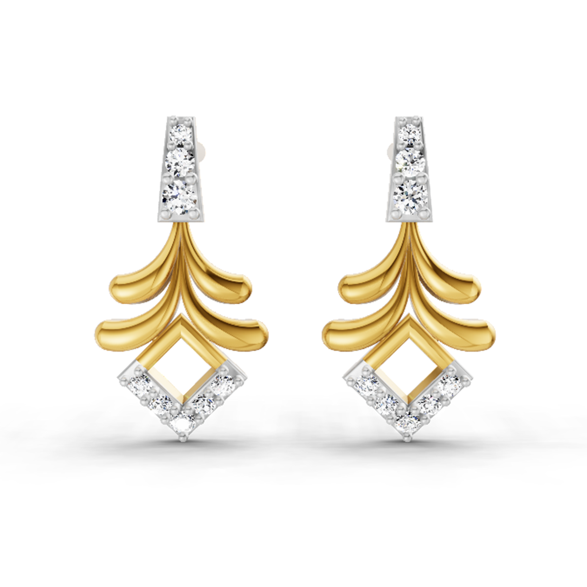 0.10 CtRound Shape Earrings | 14K Yellow Gold  FG VS Quality Diamonds