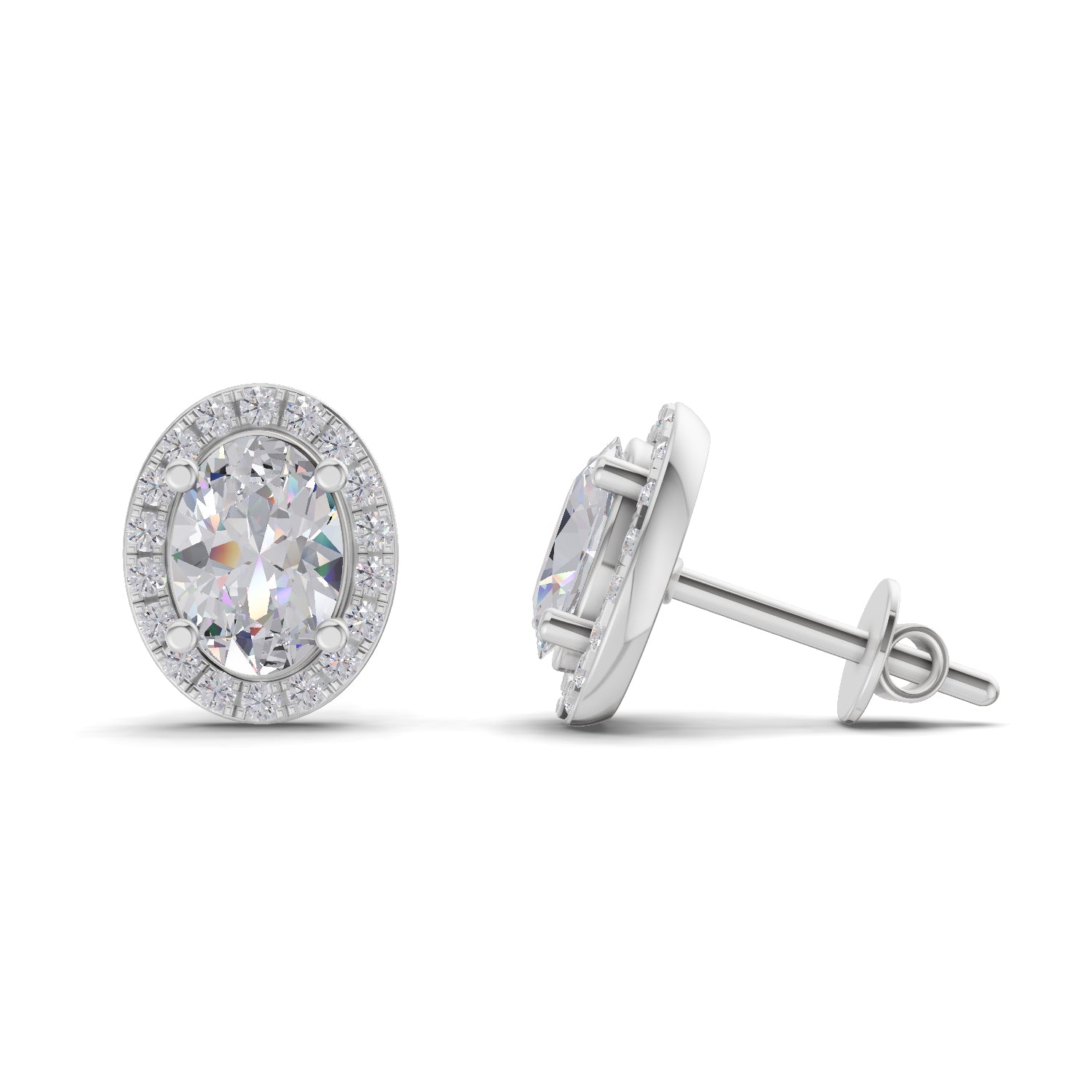 2.25 Ct Oval Shape Halo Diamond Earrings | 14K Rose Gold