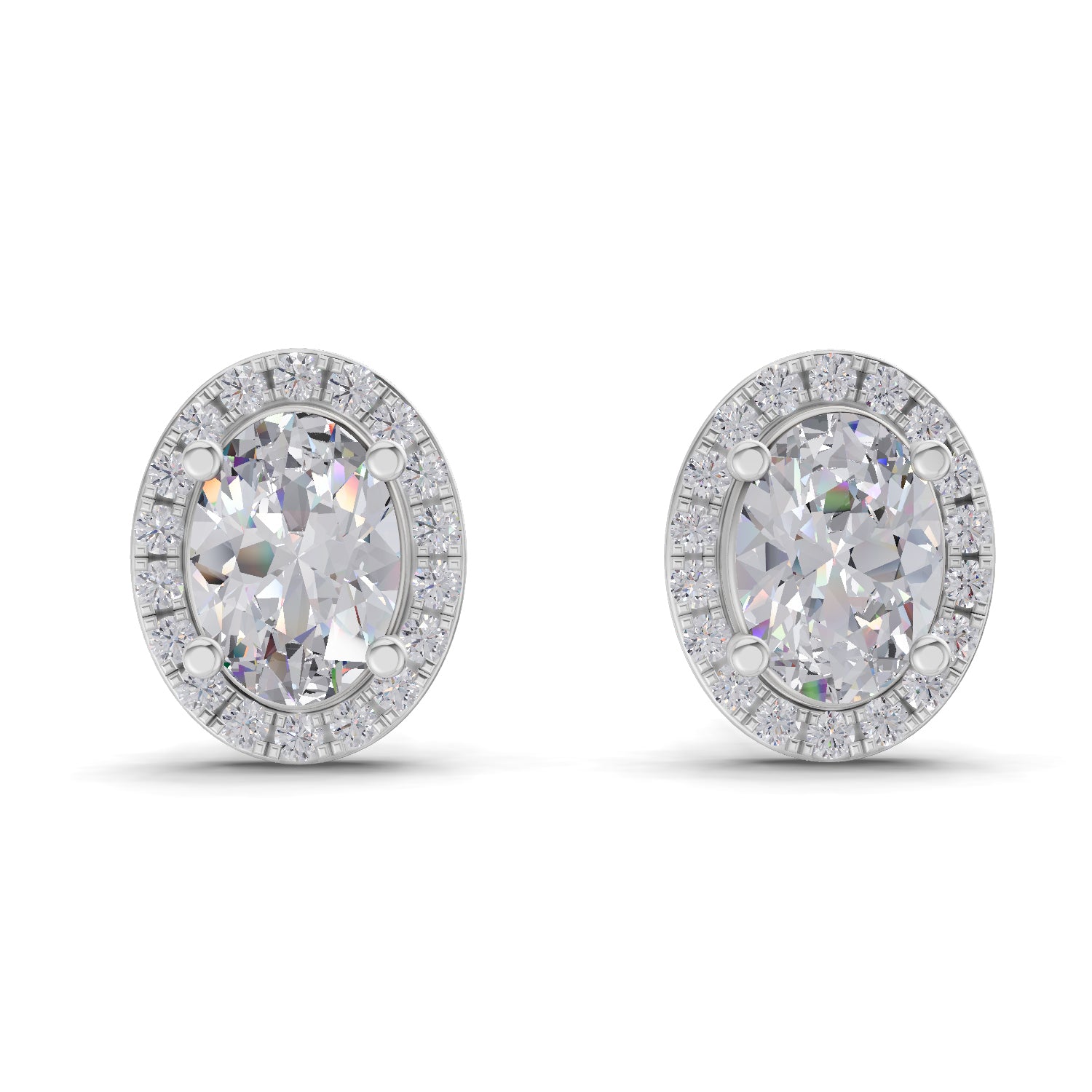 2.25 Ct Oval Shape Halo Diamond Earrings | 14K Rose Gold