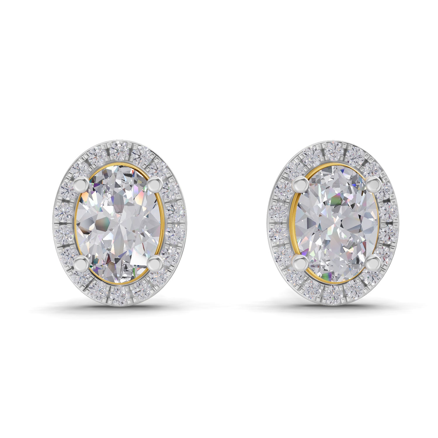 2.25 Ct Oval Shape Halo Diamond Earrings | 14K Rose Gold