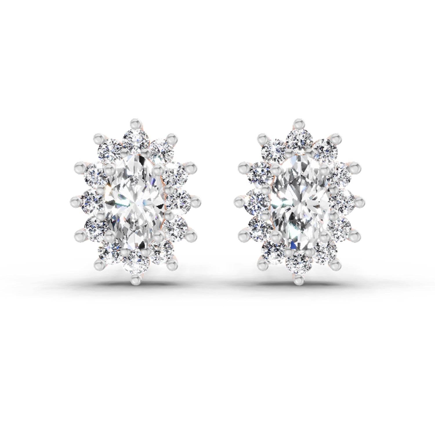0.69 Ct Oval Halo Stud Earrings | 14K Rose Gold