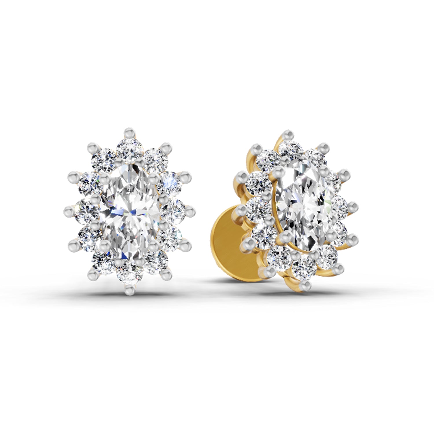 0.69 Ct Oval Halo Stud Earrings | 14K Rose Gold