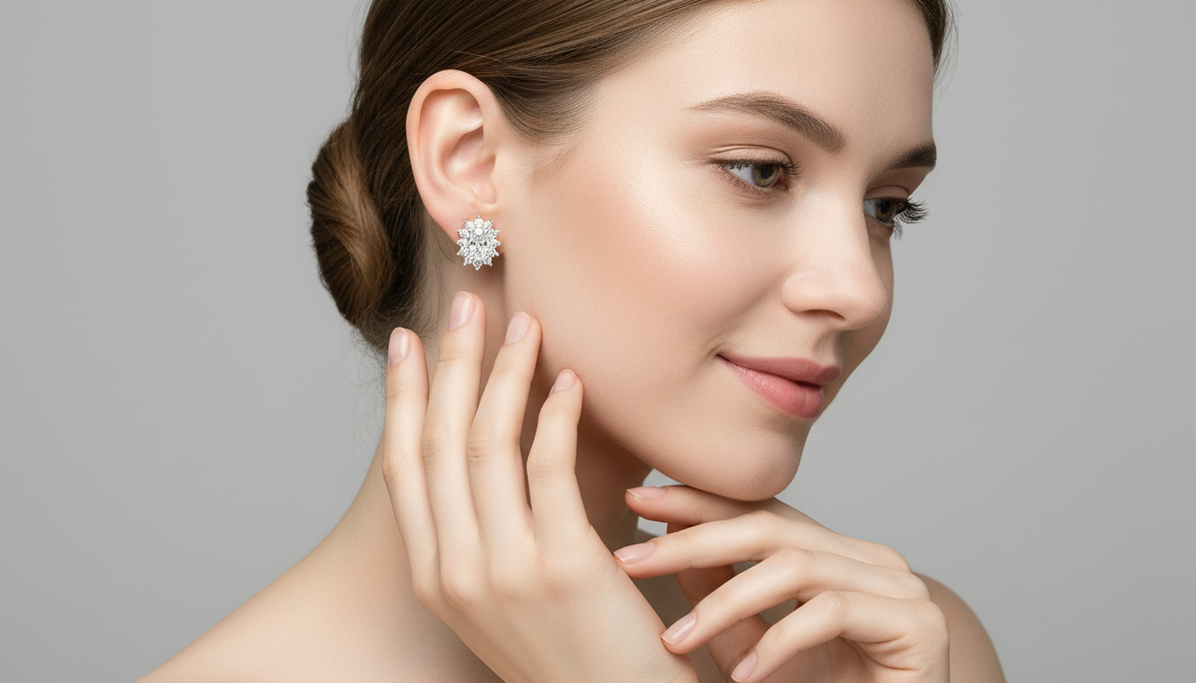 0.69 Ct Oval Halo Stud Earrings | 14K Rose Gold