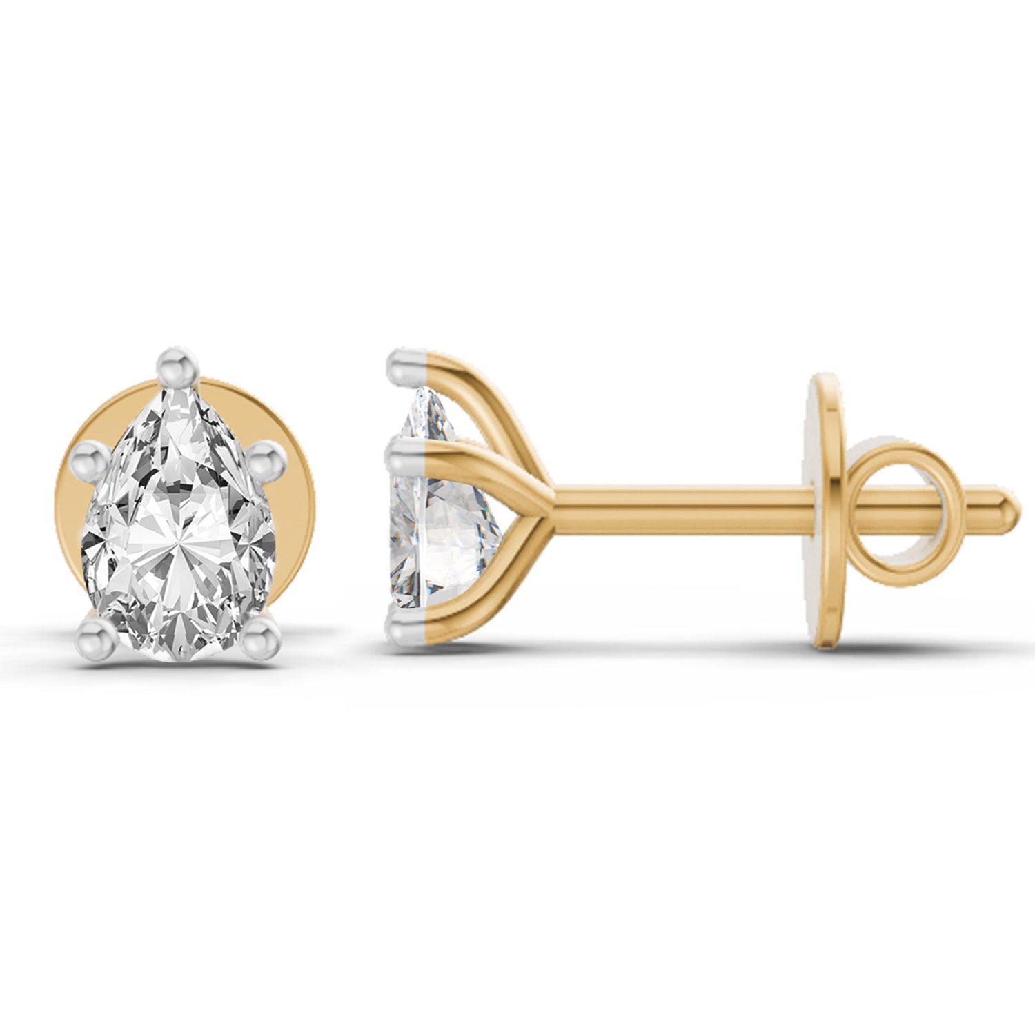 0.46 Ct  Pear Shape Solitaire Diamond Stud Earrings | 14K Rose Gold