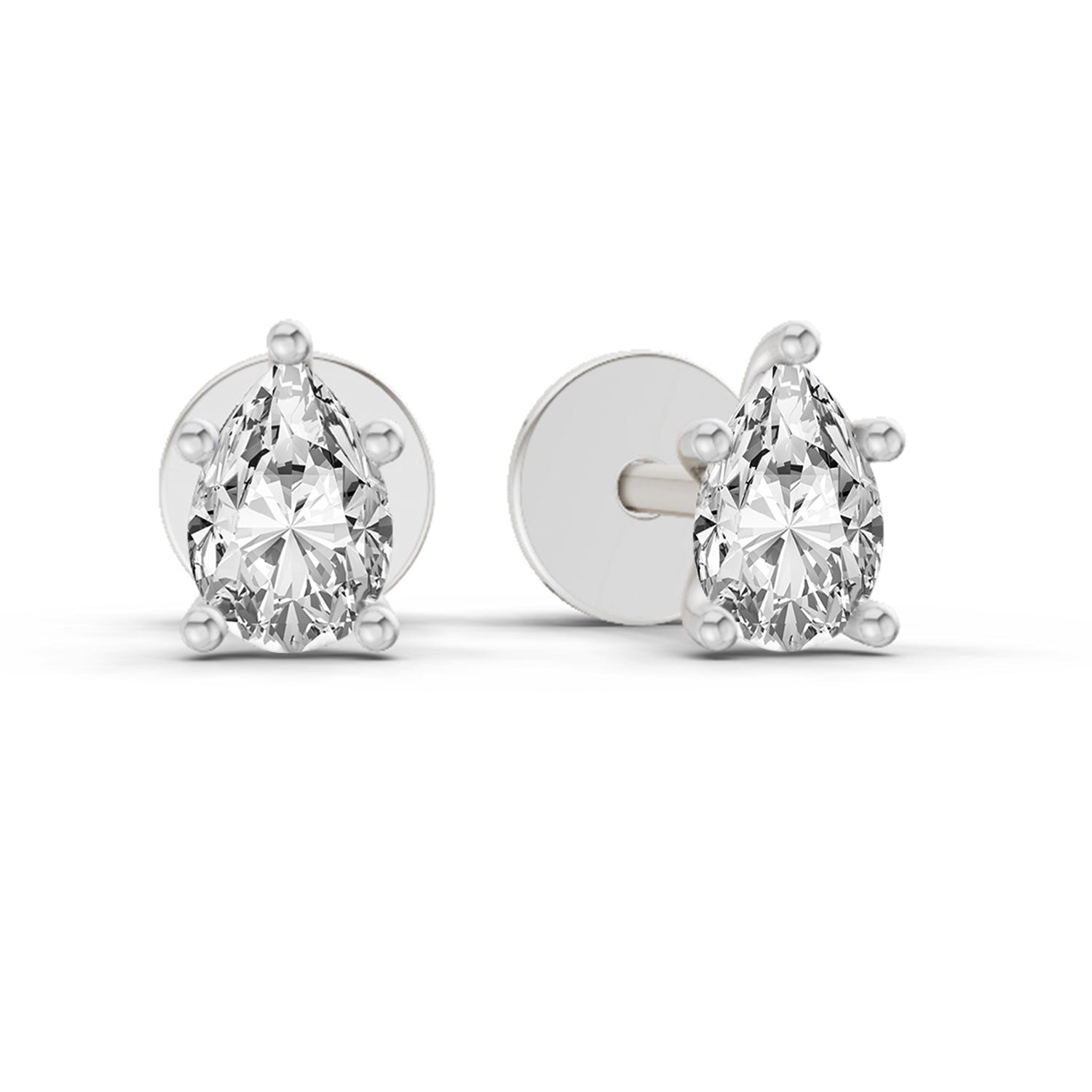 0.46 Ct  Pear Shape Solitaire Diamond Stud Earrings | 14K Rose Gold