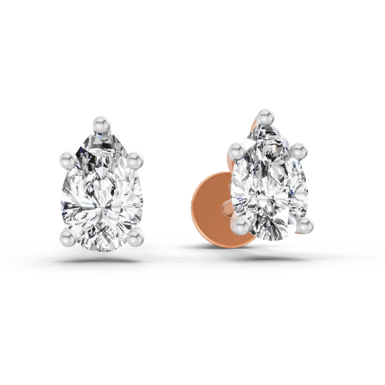 0.64 Ct Pear Stud Earrings | 14K Rose Gold