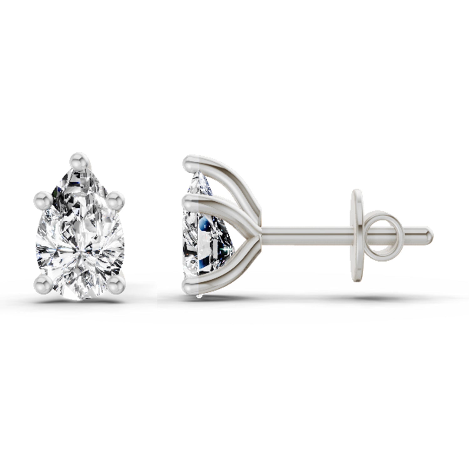 0.64 Ct Pear Stud Earrings | 14K White Gold