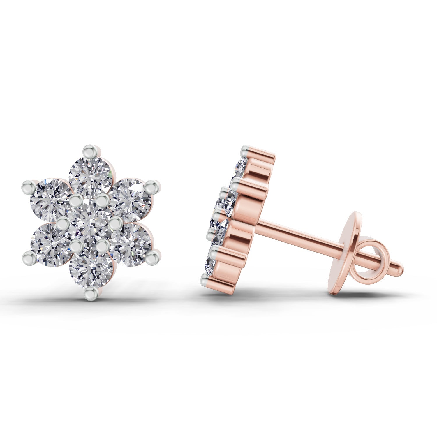 0.35 Ct  Round Shape Diamond Stud Earrings | 14K Rose Gold