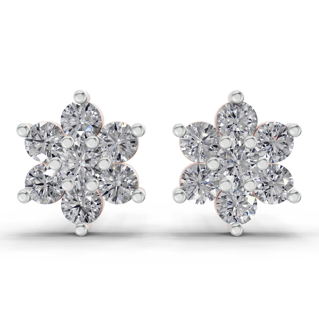 0.55 CtFloral Round Shape Earrings | 14K Rose Gold