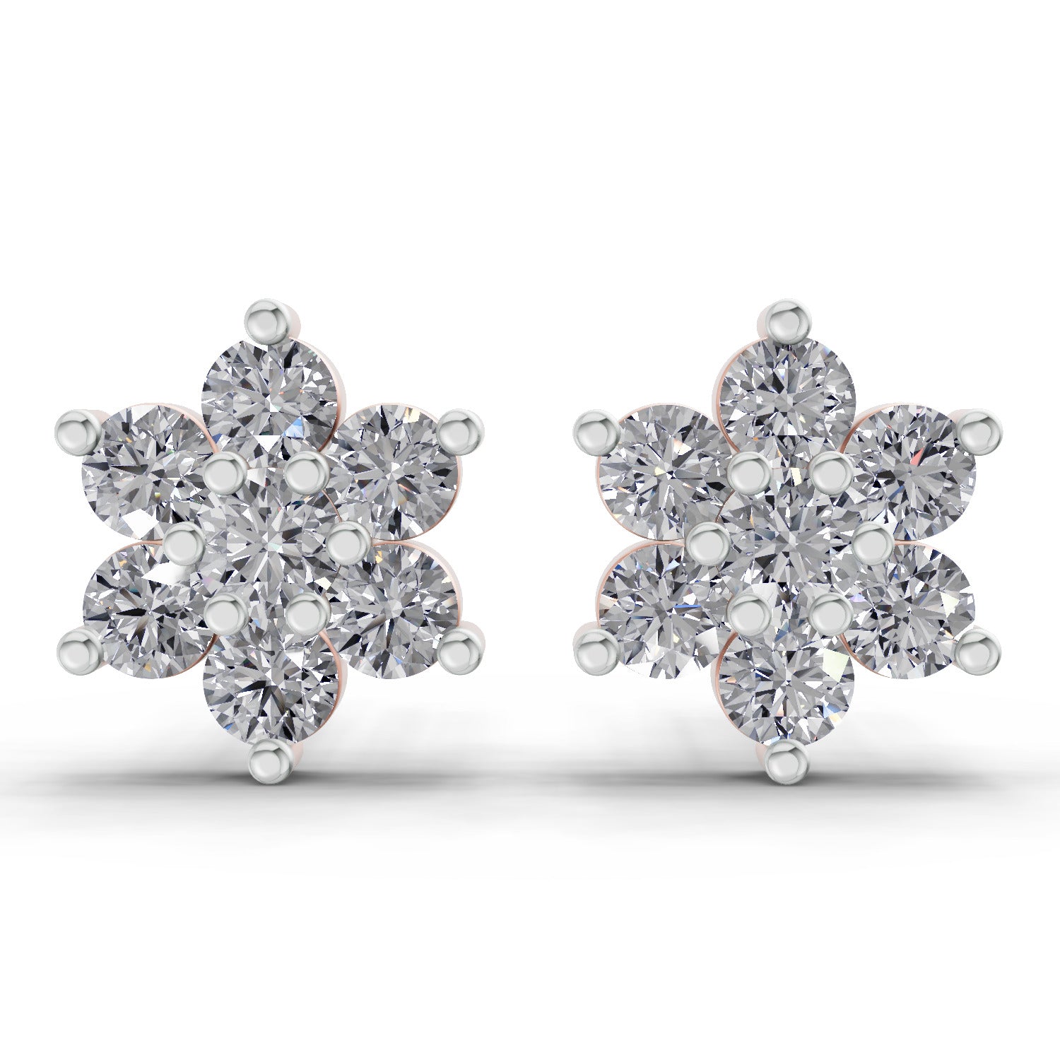 0.55 CtFloral Round Shape Earrings | 14K Rose Gold
