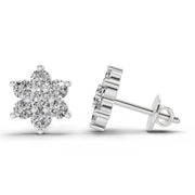0.41 Ct  Round Shape Floral Diamond Stud Earrings | 14K White Gold