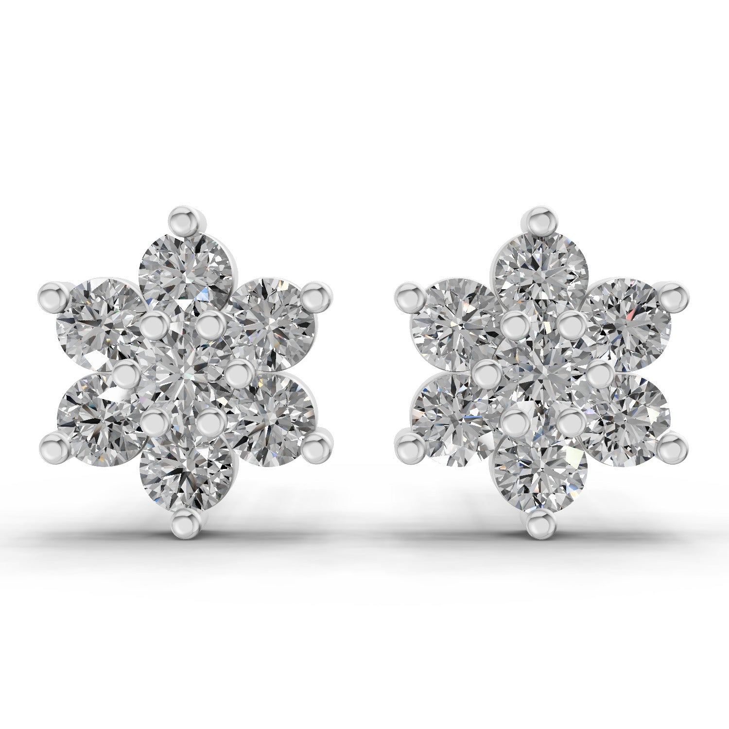 0.41 Ct  Round Shape Floral Diamond Stud Earrings | 14K Rose Gold