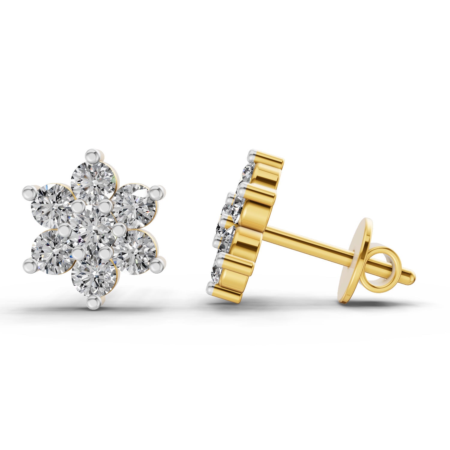 0.41 Ct  Round Shape Floral Diamond Stud Earrings | 14K Rose Gold