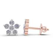 0.35 Carat Everglow Flower Diamond Earrings for Women | 14K Rose Gold